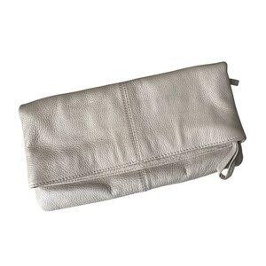 Danier Leather Clutch Fold Over Champagne Irridescent
